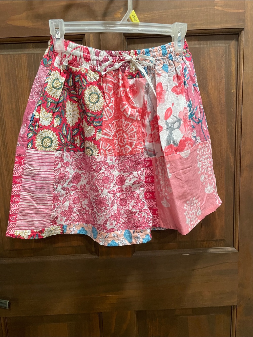 Pol Patchwork Pink Floral Elastic-Waist Skirt